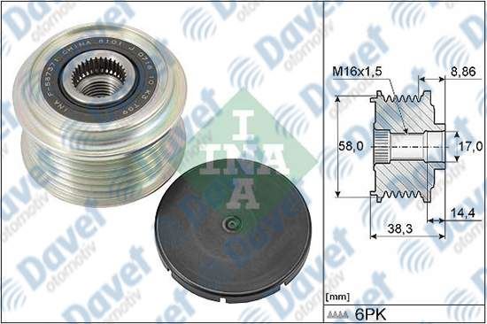 INA 535029610 Alternator Kasnagi Accent Iv 10> Elantra V-Vi 11> 1.6 Kona 1.0t-Gdi 17> I10 I-Ii-Iii 1.0 11> I20 Ii 1.0t-Gdi I30 13> Xceed (Cd) 1.6t-Gdi 19> Sportage Iv (Ql-Qle) 1.6 Tgdi Awd 15> Rio Iv (Yb-Sc-Fb) 1.4 17>